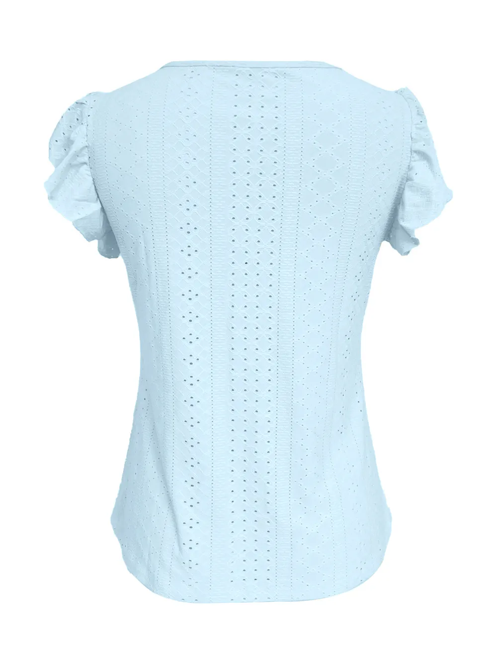 Eyelet Button-Front Flutter Sleeve Top, image 7