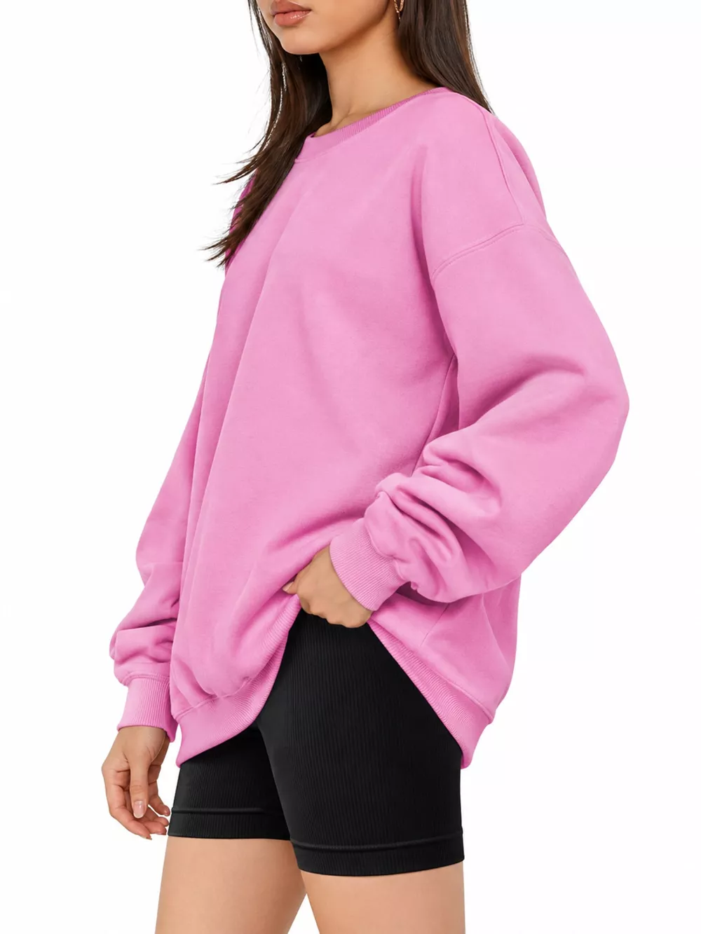 Full Size Crew Neck Dropped Shoulder Sweatshirt Plus Size, image 36