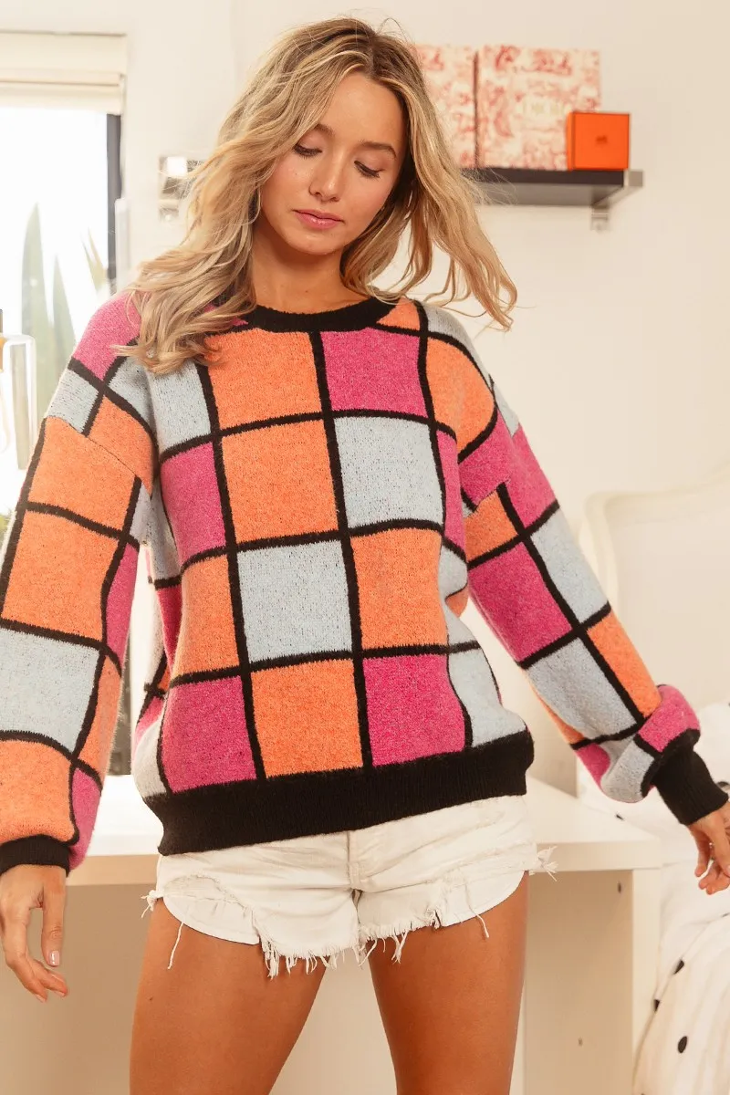 Multi Color Checker Pattern Sweater, image 4