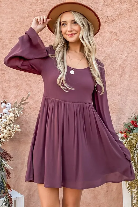 Back Lace Button Down Detail Bell Sleeve Dress, image 4