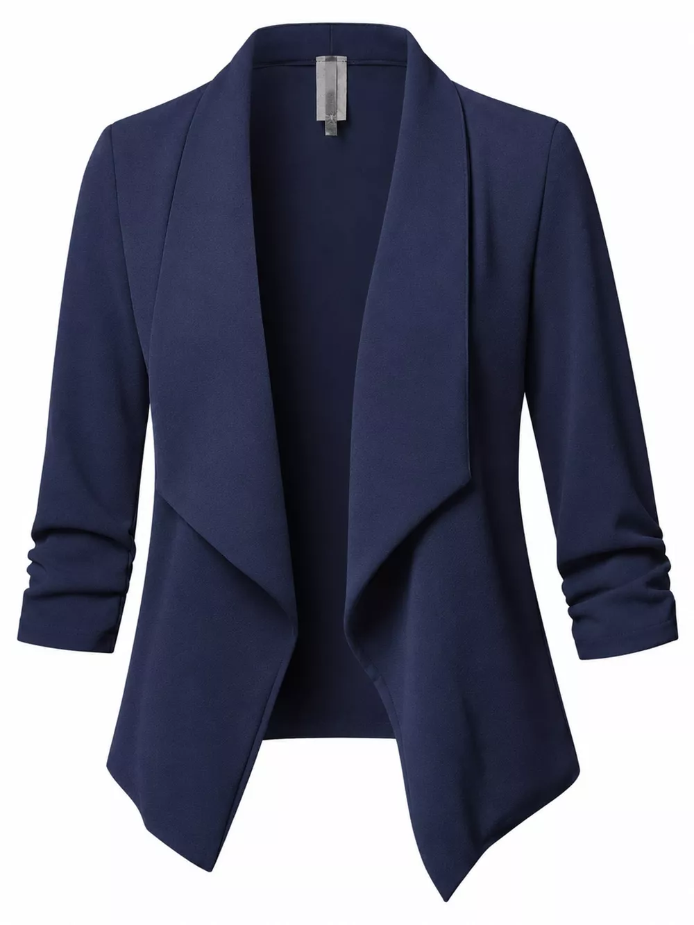 Full Size Open Front Drape Blazer with 3/4 Ruched Sleeves Plus Size, image 26