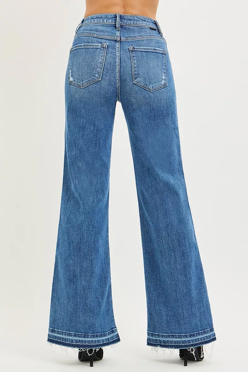 High Rise Wide Leg Jeans With Released Hem, image 3