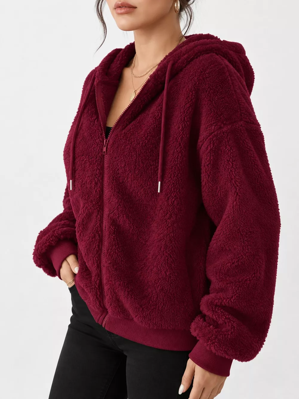 Fleece Zip-Up Hooded Jacket, image 9