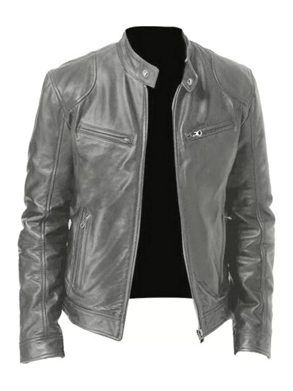 Men's Full Size Faux Leather Zip Up Jacket Plus Size, image 86