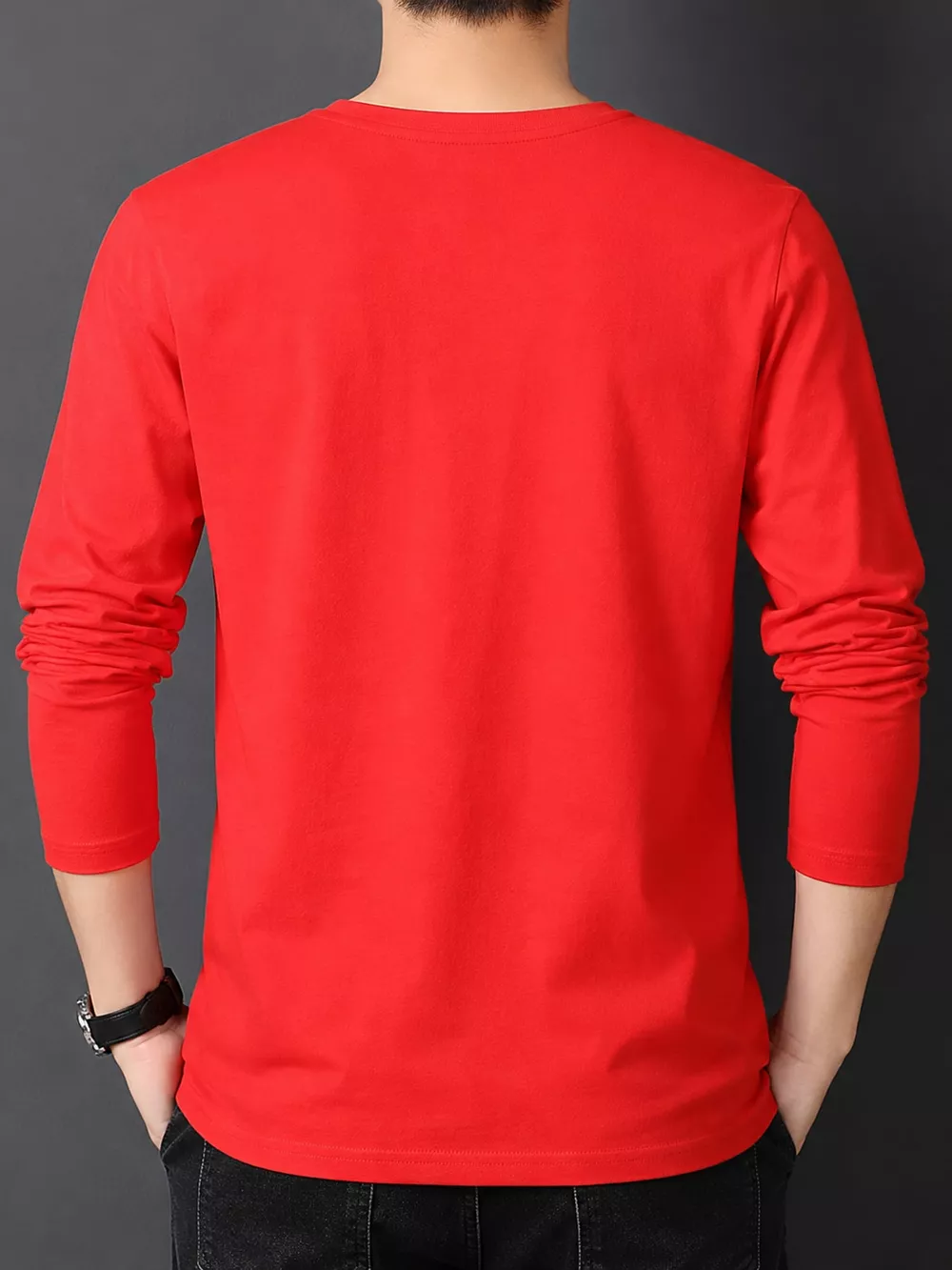 Men's Plus Size Round Neck Long Sleeve T-Shirt, image 30
