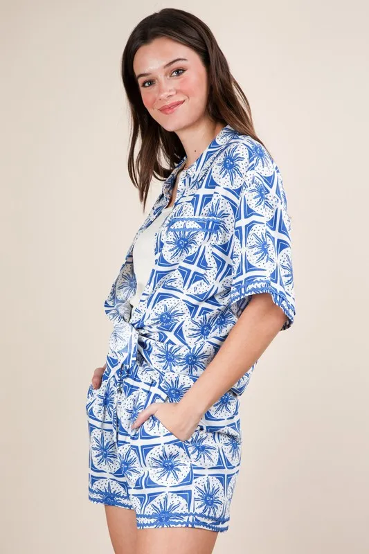 Full Size Tropical Printed Shirt Top and Shorts Set Plus Size, image 3