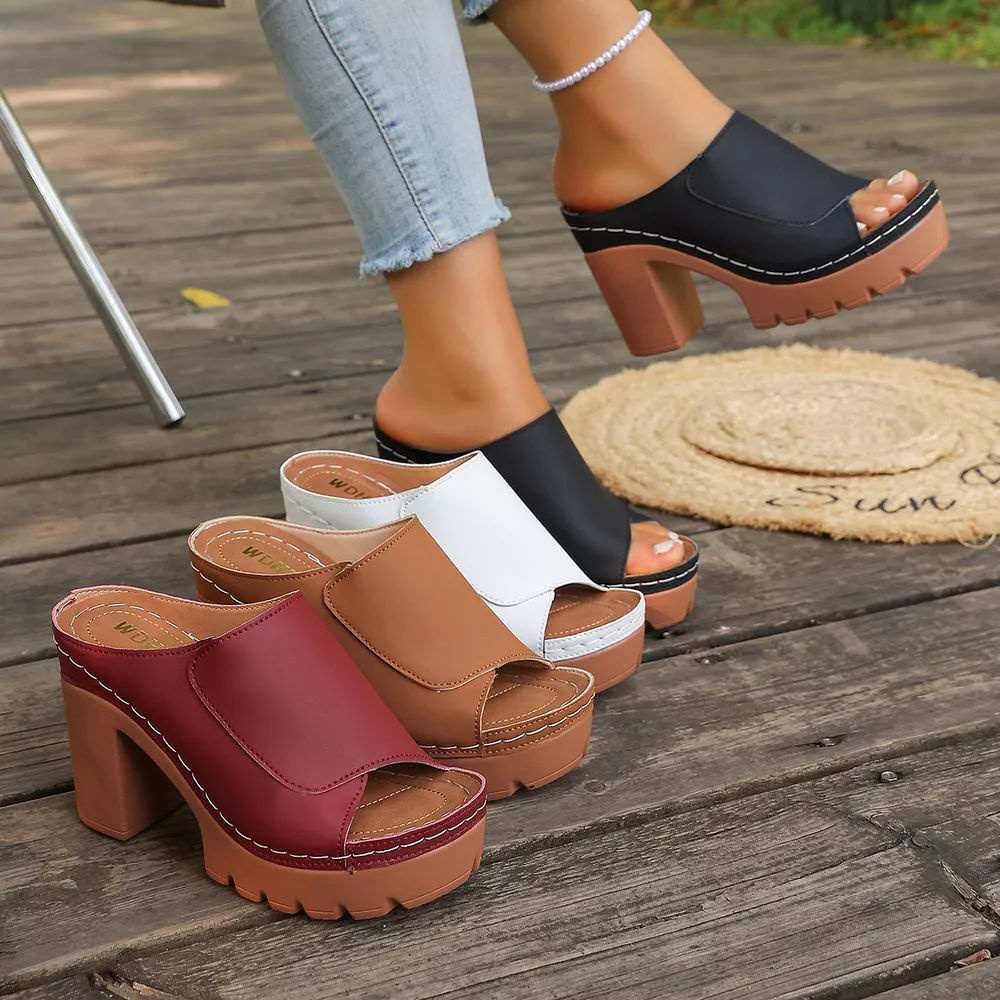 Peep Toe Block Heels Sandals, image 2