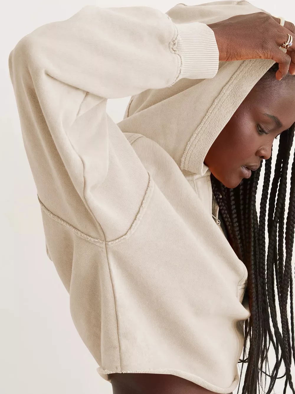 Dropped Shoulder Cropped Hoodie, image 28