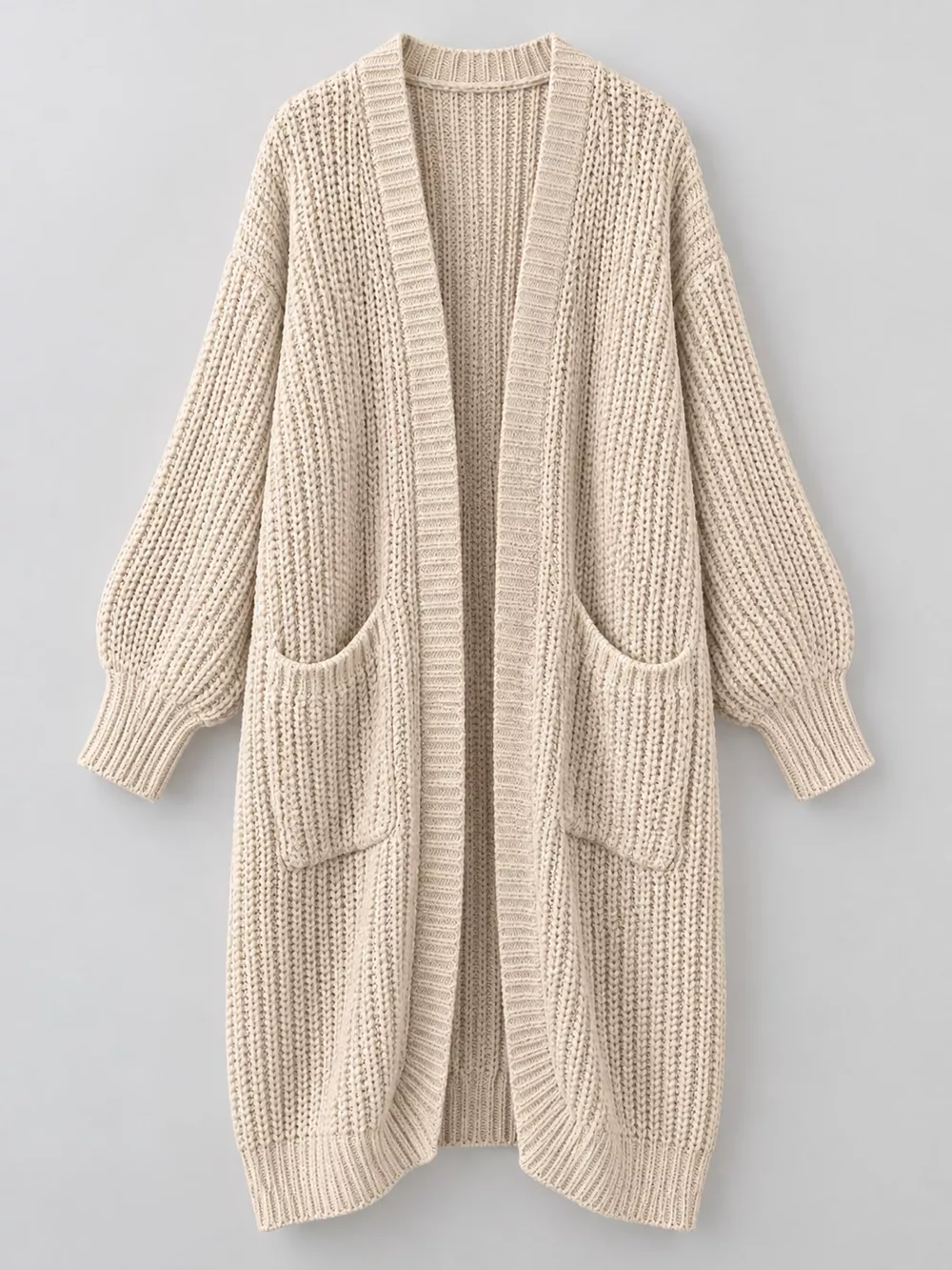 Full Size Chunky Knit Openwork Front Longline Cardigan Plus Size, image 15