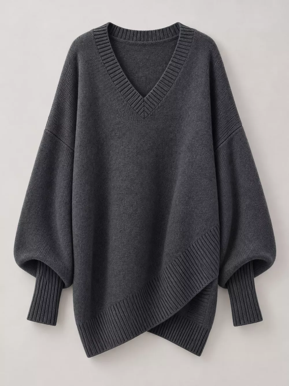 Full Size V-Neck Oversized Batwing Sleeve Sweater Plus Size, image 28