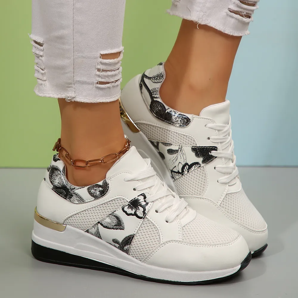 Floral Mesh Wedge Athletic, image 7