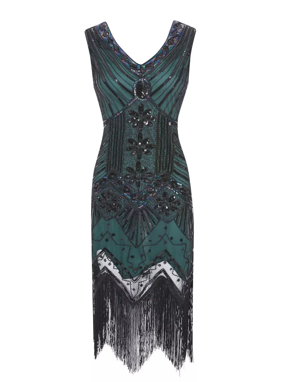 Full Size Sequin Fringe Hem Sleeveless Dress Plus Size, image 5