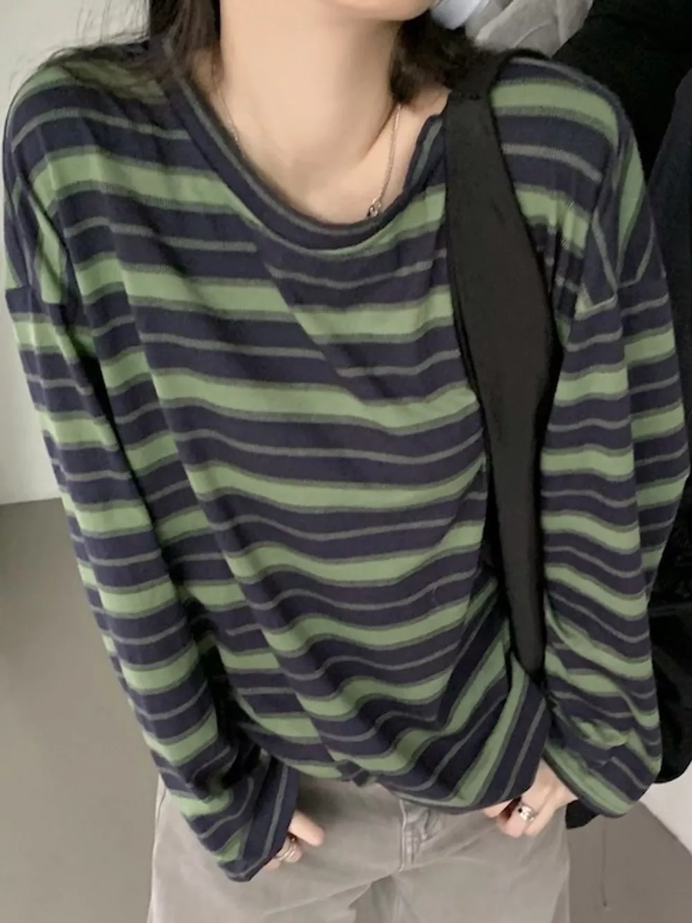 Oversized Striped Crew Neck T-Shirt, image 8