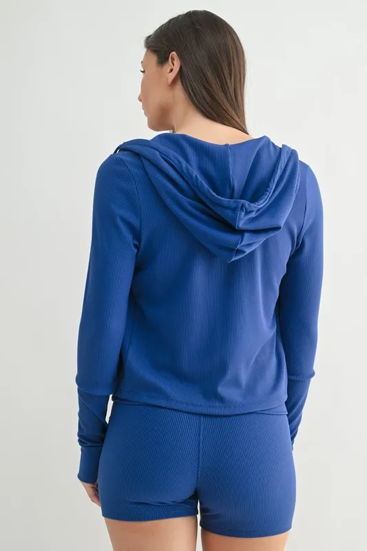 Ribbed Long Sleeve Hoodie, image 3