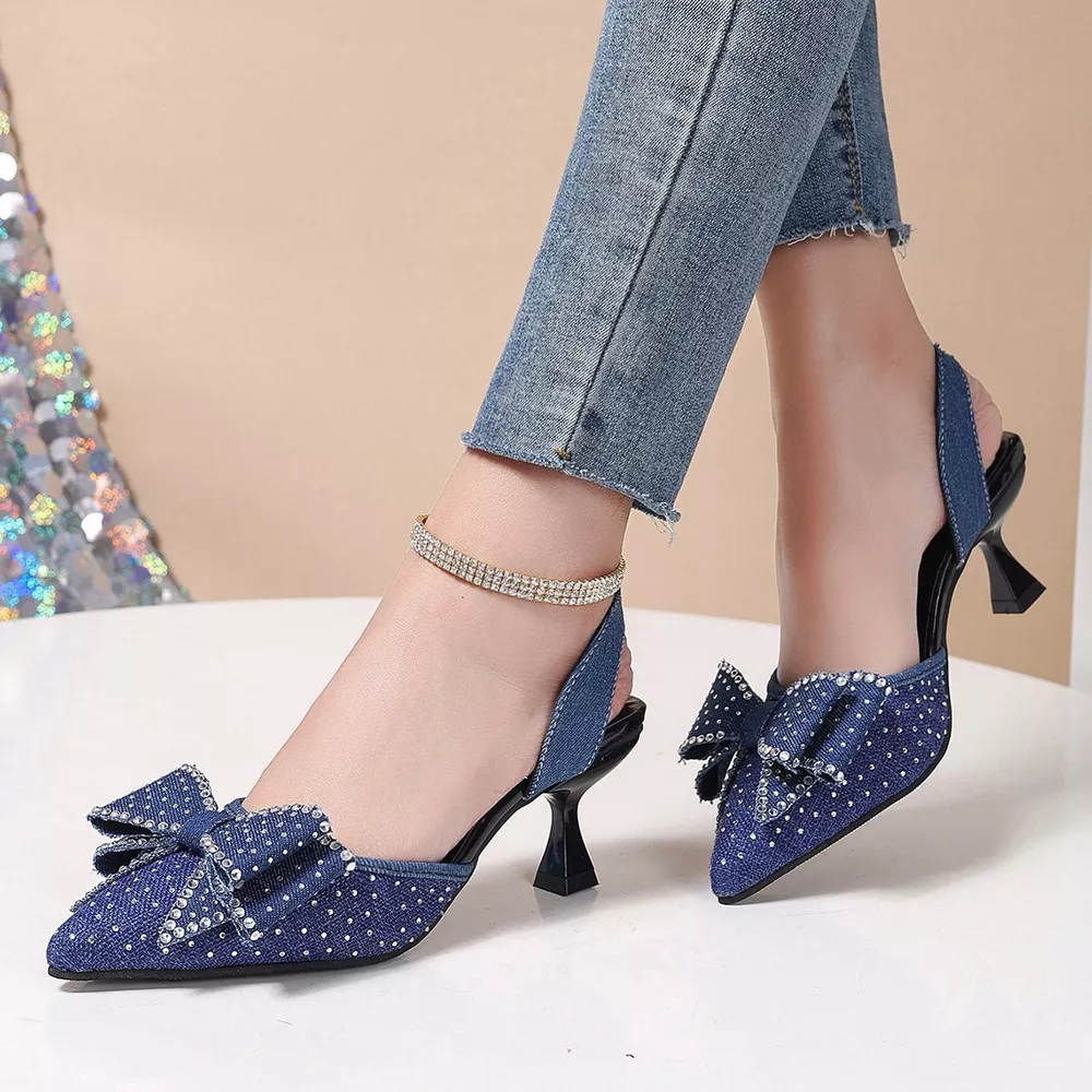 Rhinestone Bowknot Slingback Pumps, image 12