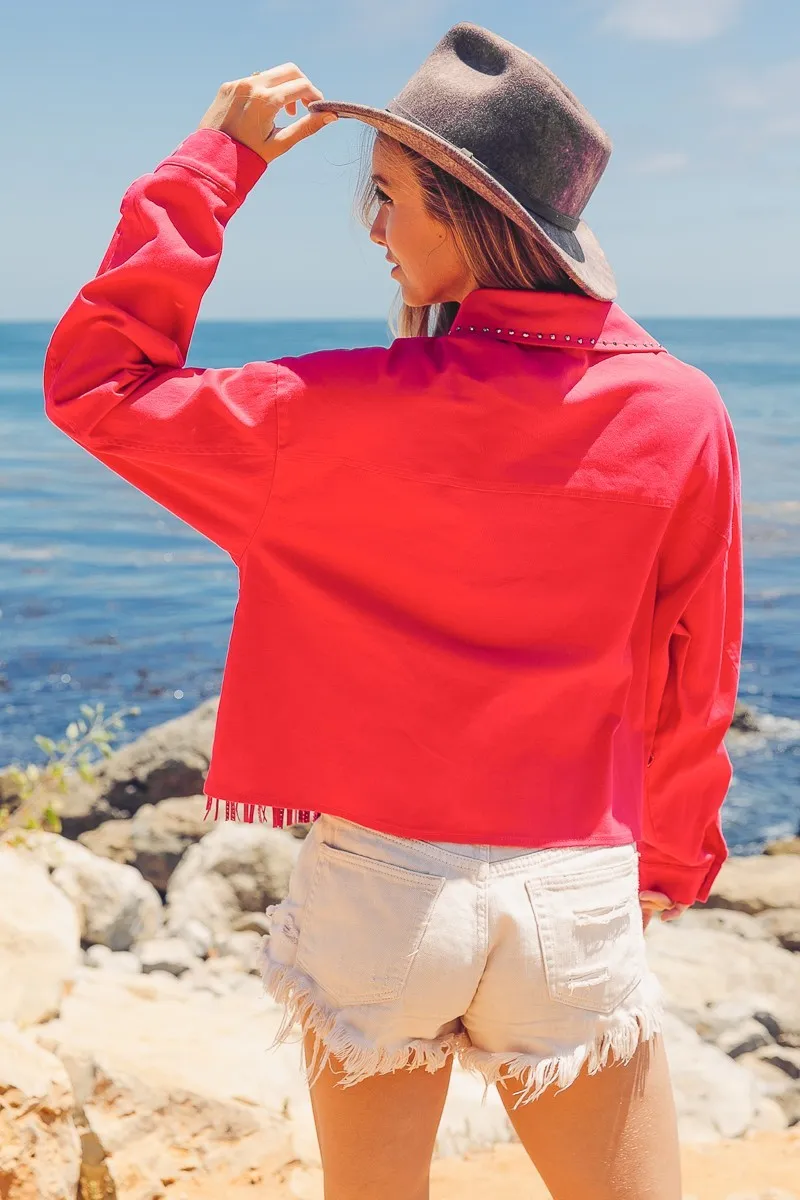 Rhinestone Fringe with Studed Collar Jacket, image 5