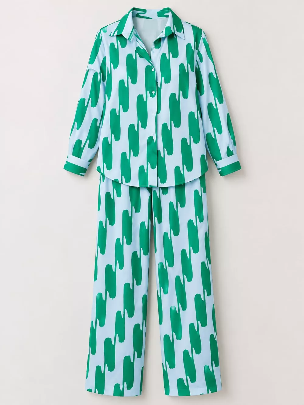 Striped Button-Down Shirt and Wide-Leg Pants Two-Piece Set, image 29