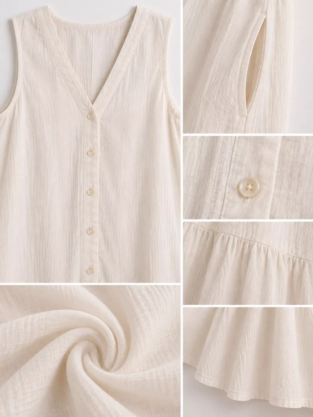 Full Size V-Neck Button Front Sleeveless Midi Dress Plus Size, image 10