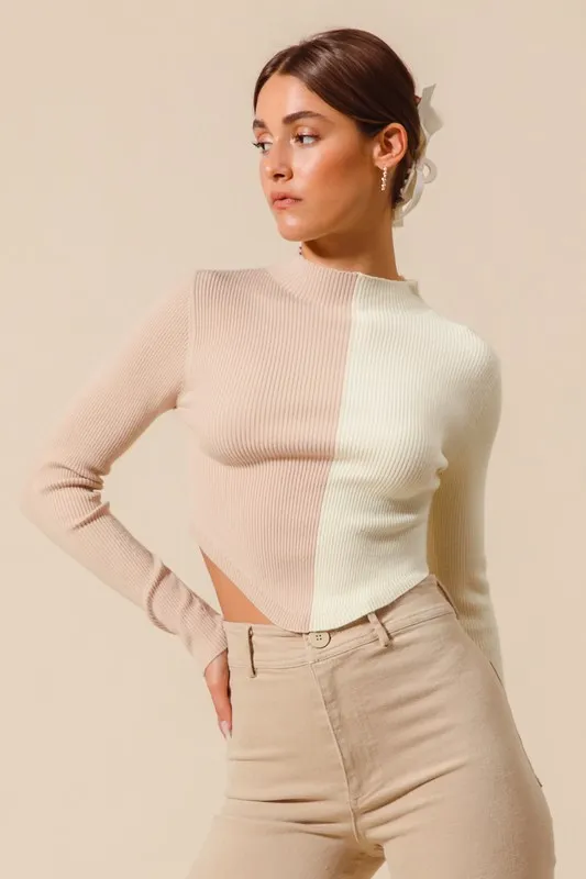Color Block Fitted Crop Sweater Top, image 5