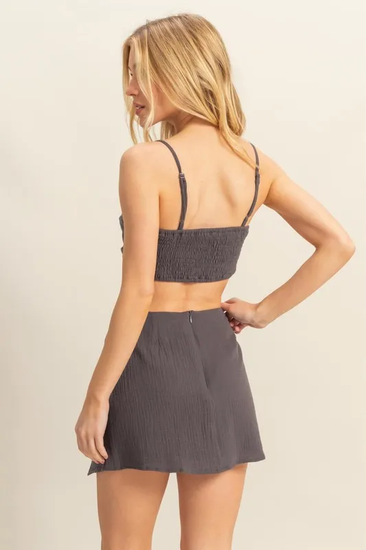 Ruched Bra Top and Mini Skirt Set, image 2