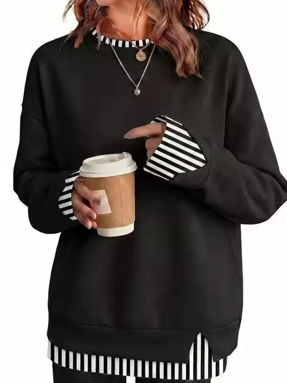 Full Size Layered Look Crew Neck Sweatshirt Plus Size, image 28