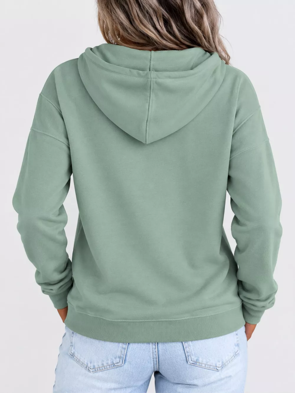 Full Size Kangaroo Pocket Dropped Shoulder Hoodie Plus Size, image 35