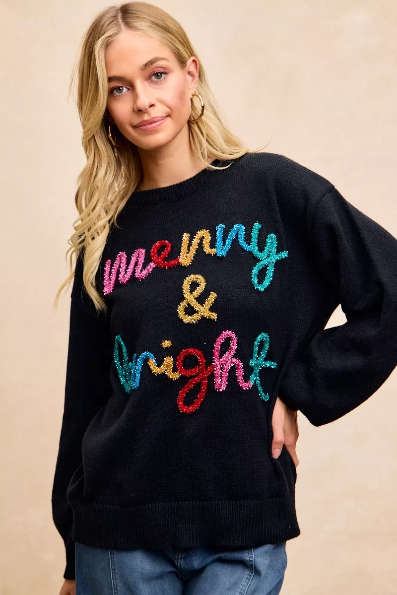 Tinsel Lettering Christmas Sweater, image 9
