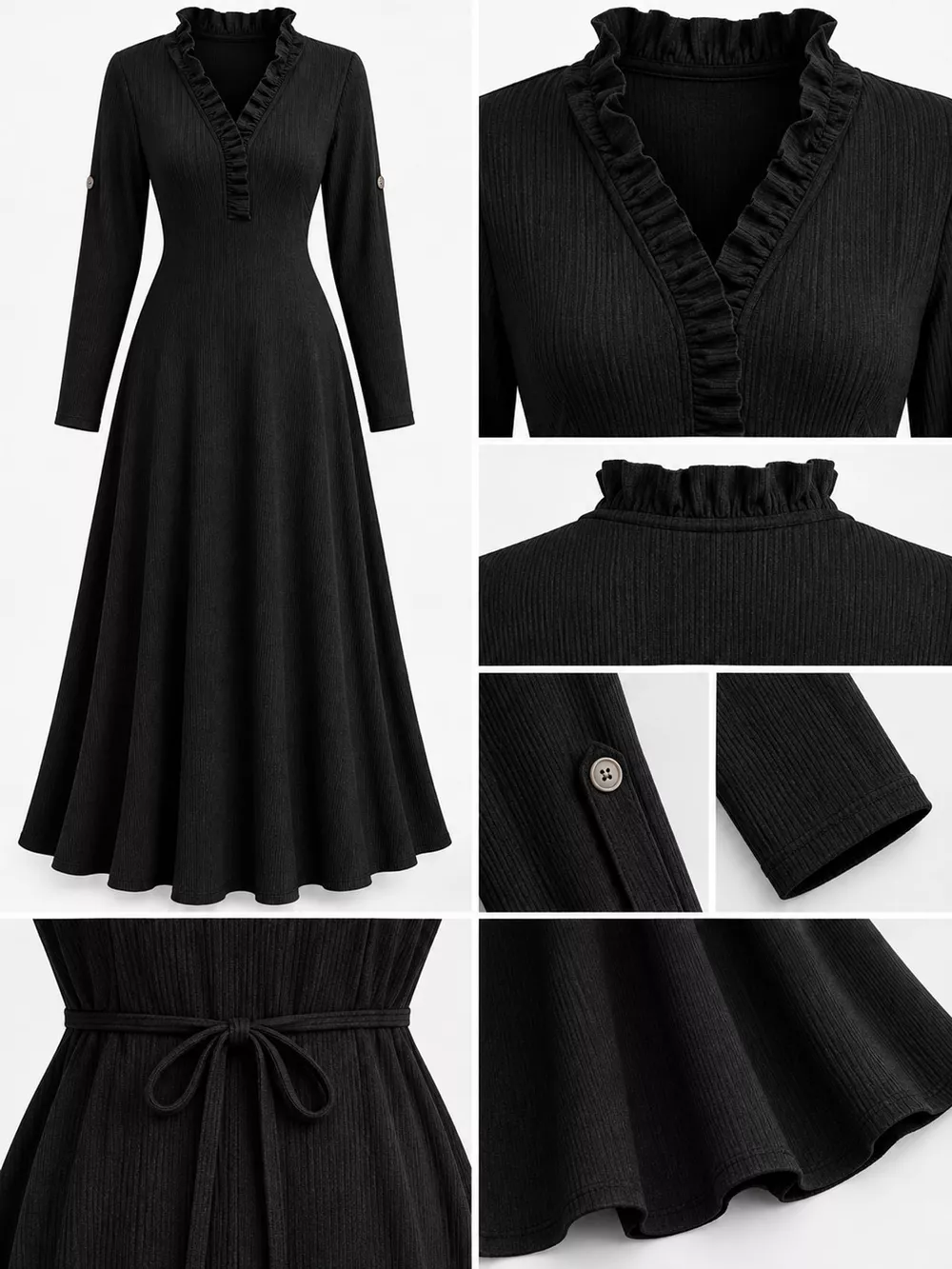 Full Size Frill Roll-Up Sleeve Maxi Dress Plus Size, image 12