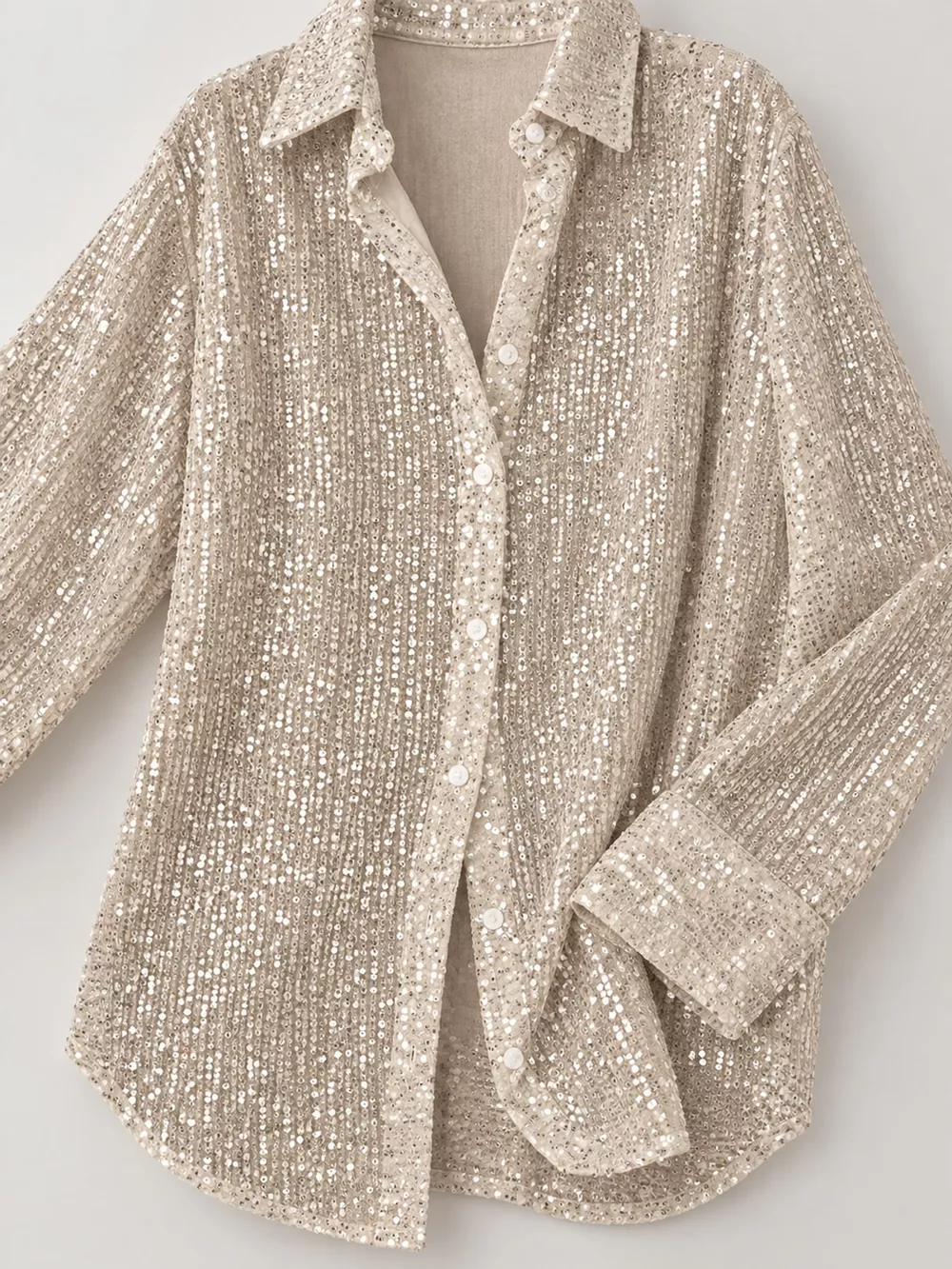 Full Size Sequin Button-Down Shirt Plus Size, image 5