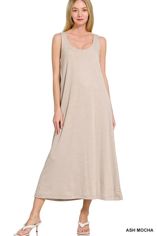 French Terry Twisted Strap Midi Dress, image 2