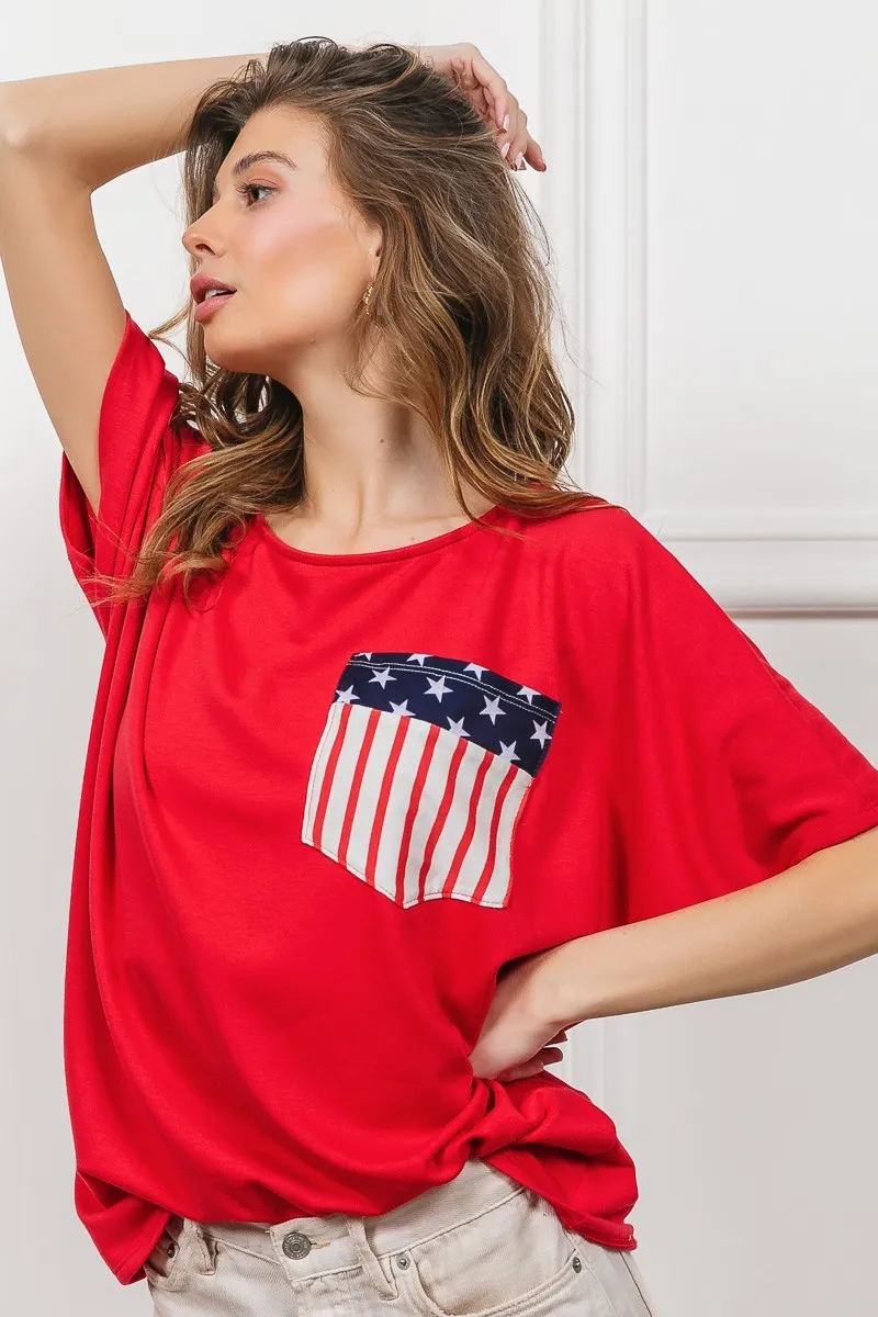 French Terry With Front Pocket Dolman Sleeves Top, image 2