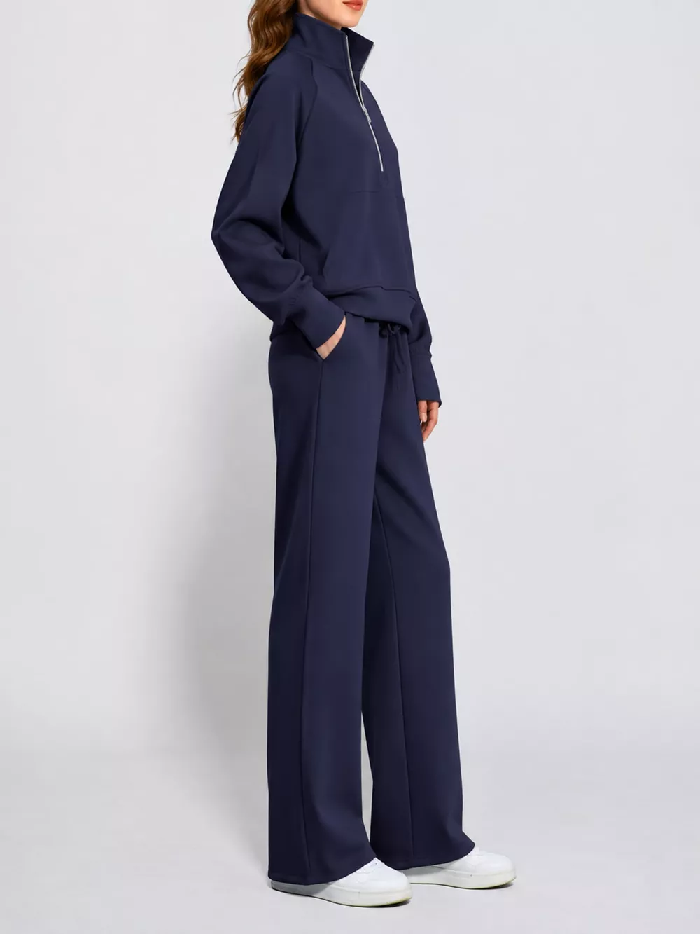 Half-Zip Sweatshirt and Wide-Leg Pants Set, image 45