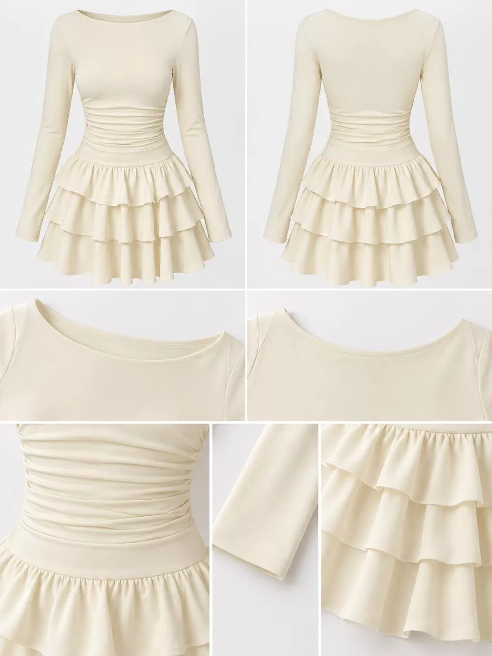 Layered Ruffle Long Sleeve Mini Dress, image 4