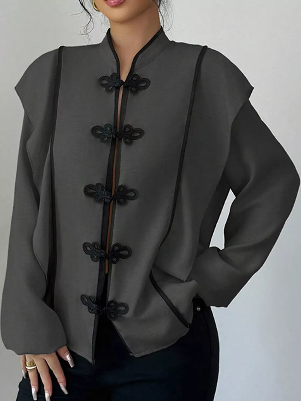 Chinese-Style Mandarin Collar Blouse, image 22