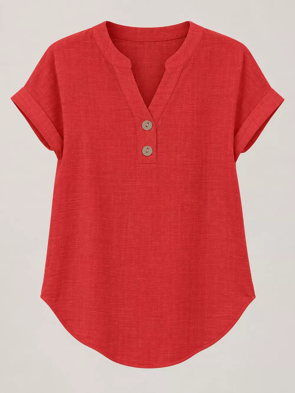 Full Size Button Detail Short Sleeve Blouse Plus Size, image 34