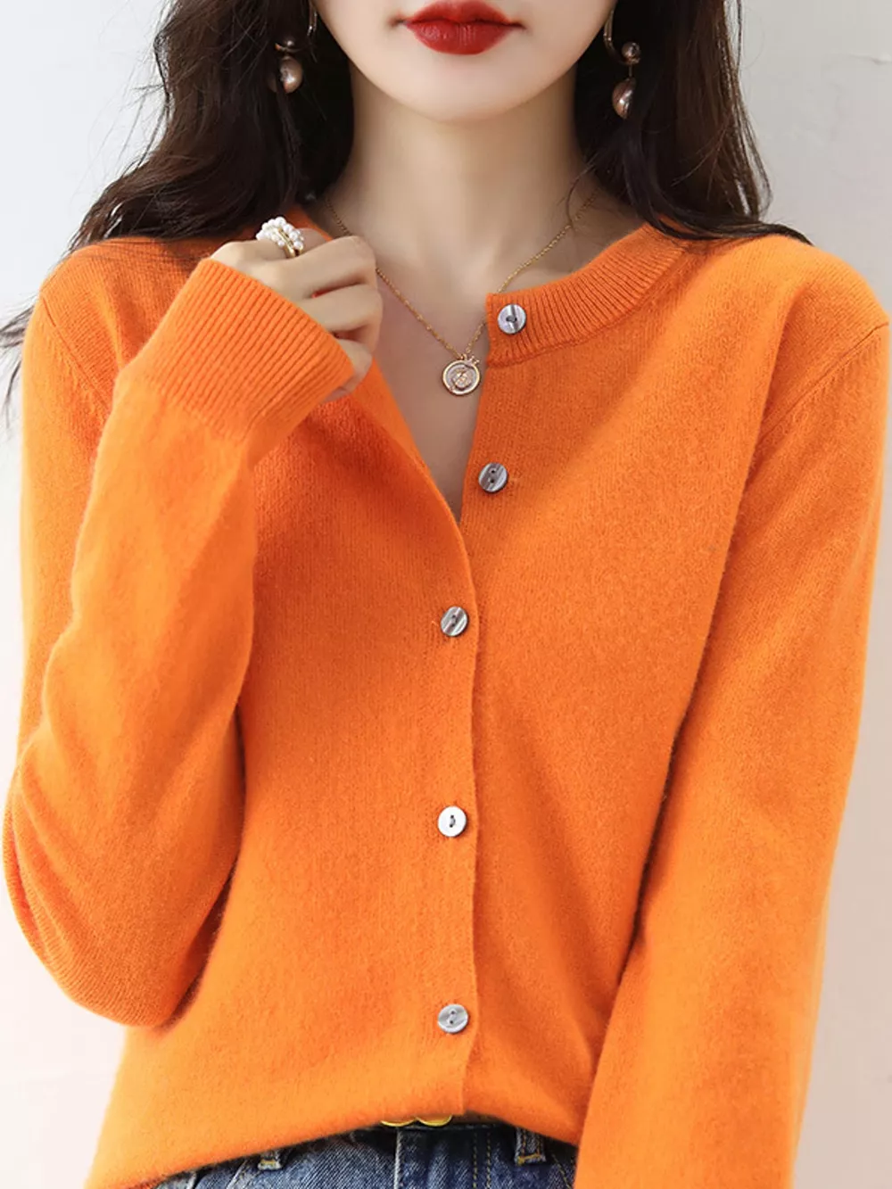Crew Neck Button-Down Cardigan, image 88