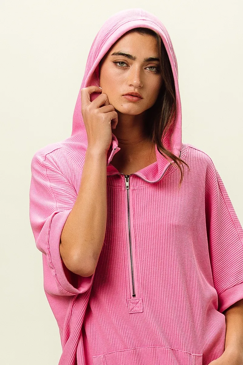 Vintage Washed Waffle Thermal Hoodie, image 3