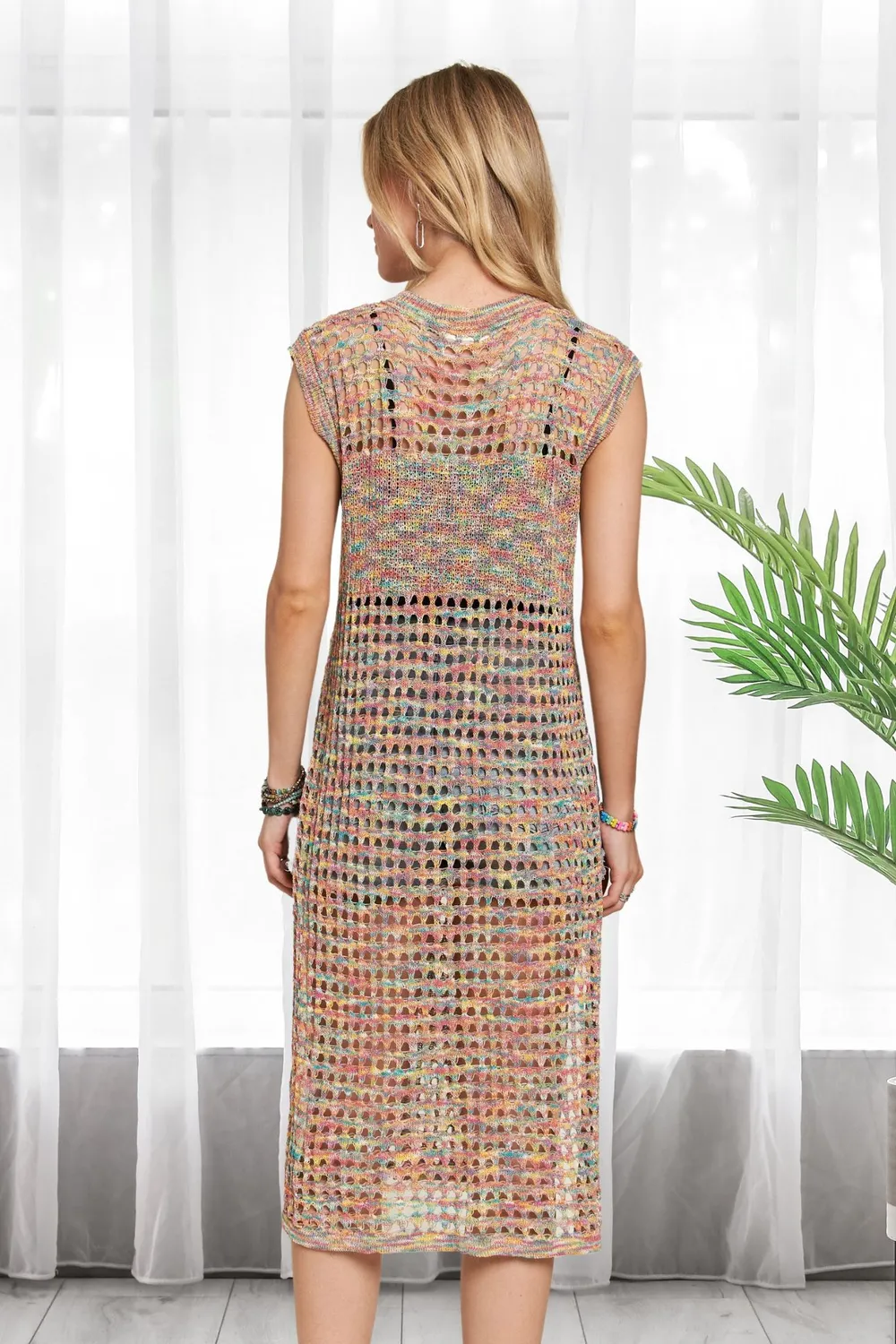 Multi Color Crochet Tunic Top, image 2