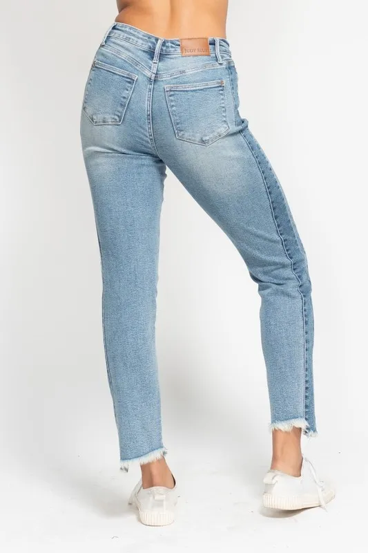 Full Size Vintage Wash Side Panel Detail with Fray Hem Slim Plus Size, image 7