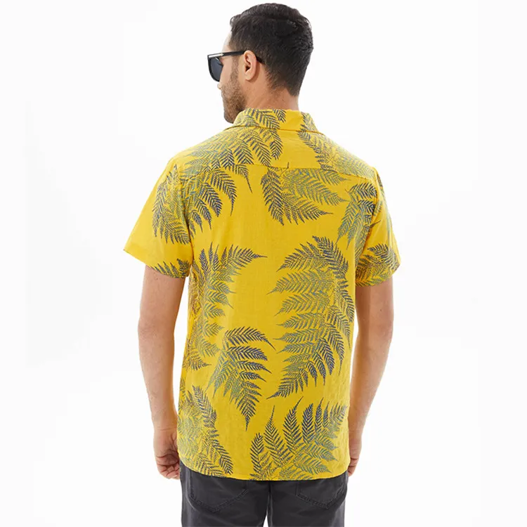 Men's Full Size Leaf Print Short Sleeve Shirt Plus Size, image 7