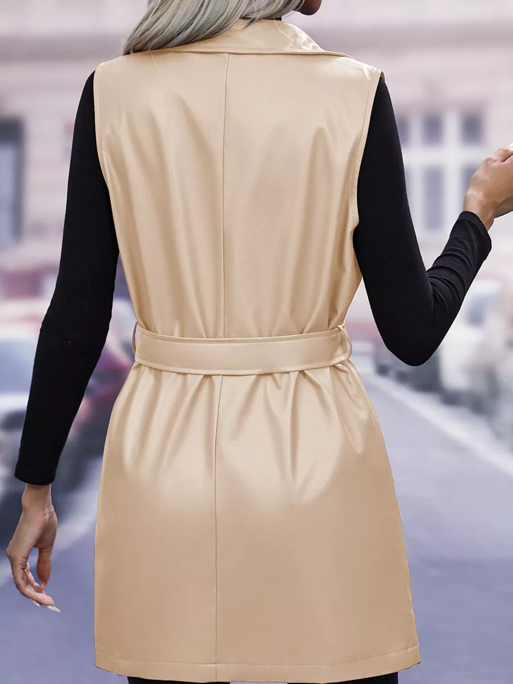 Tie Waist Longline Vest Coat, image 25