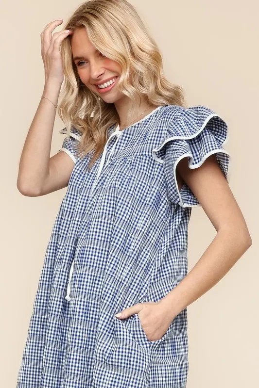 Double Ruffle Sleeve Dress with Side Pockets, image 8