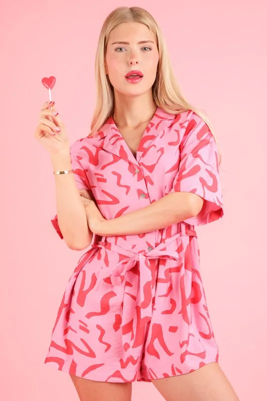Oversized Printed Button Down Resort Romper, image 9