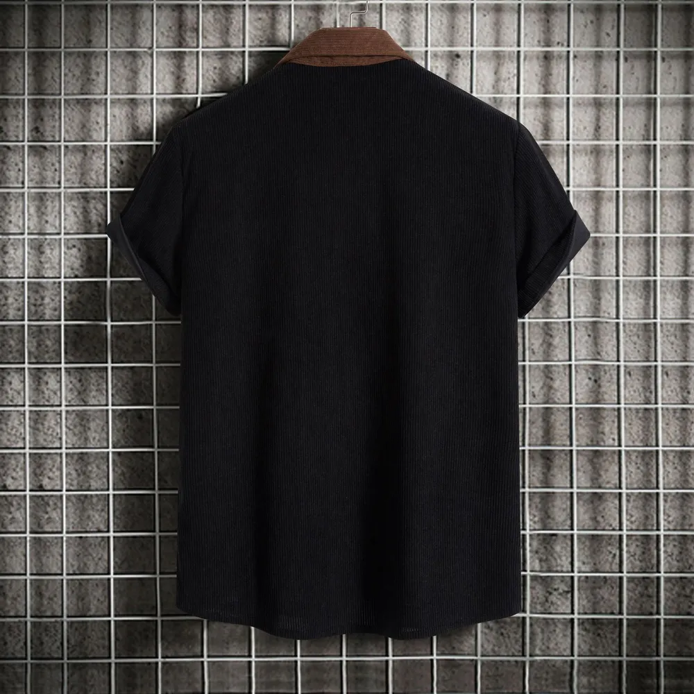 Men's Plus Size Classic Color Block Short Sleeve Shirt, image 2