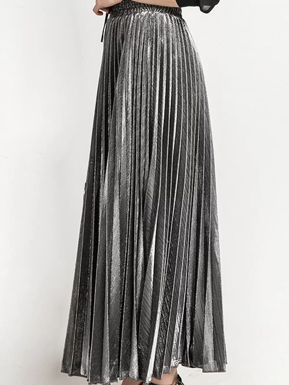 High-Waisted Pleated Maxi Skirt, image 7