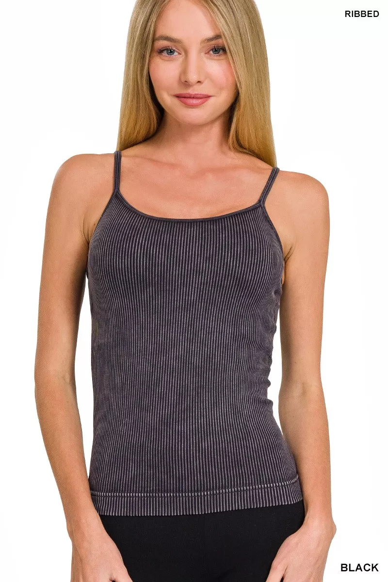 Stone Washed Ribbed Seamless Tank Top, image 2