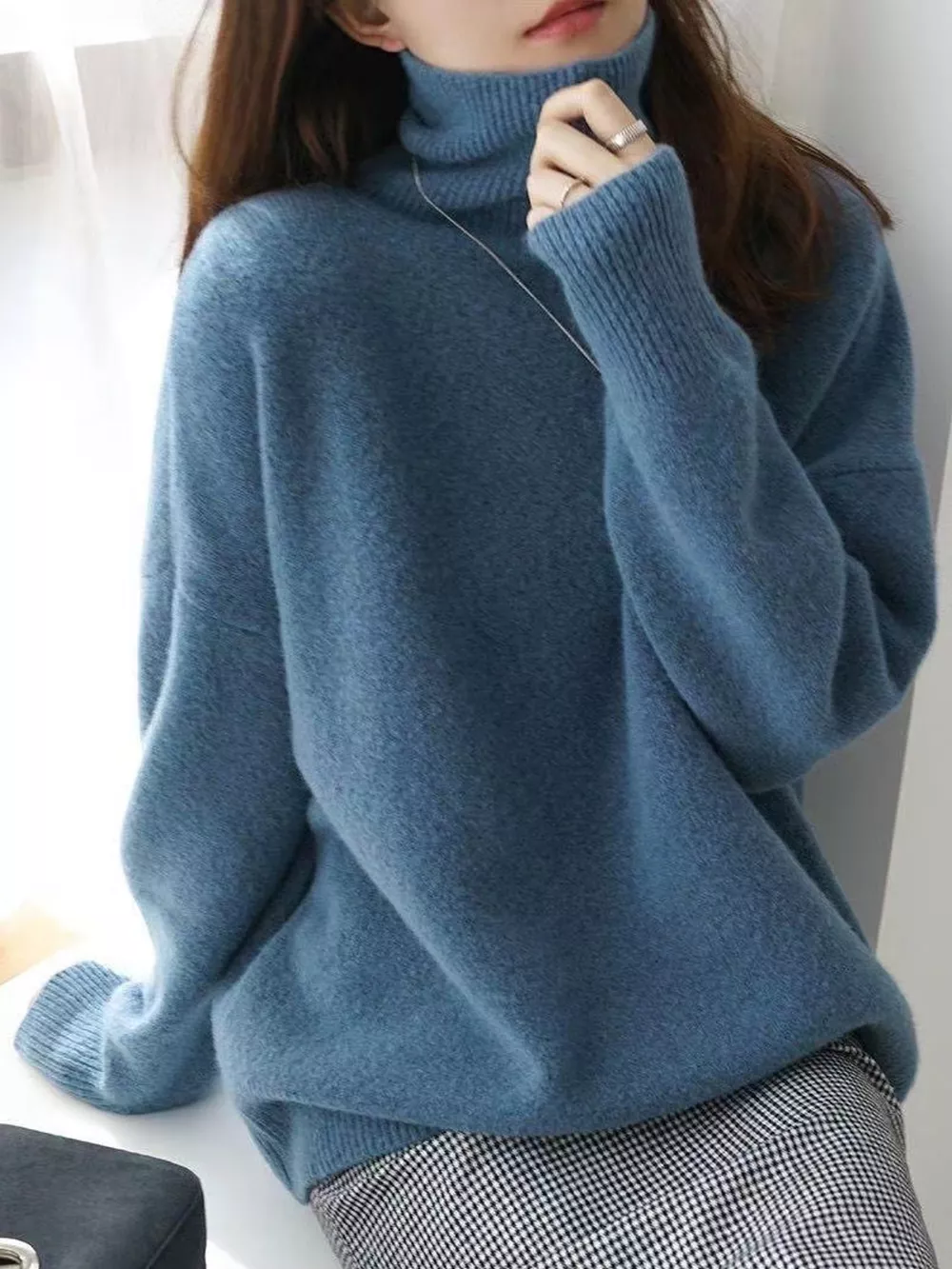Turtleneck Dropped Shoulder Sweater, image 35