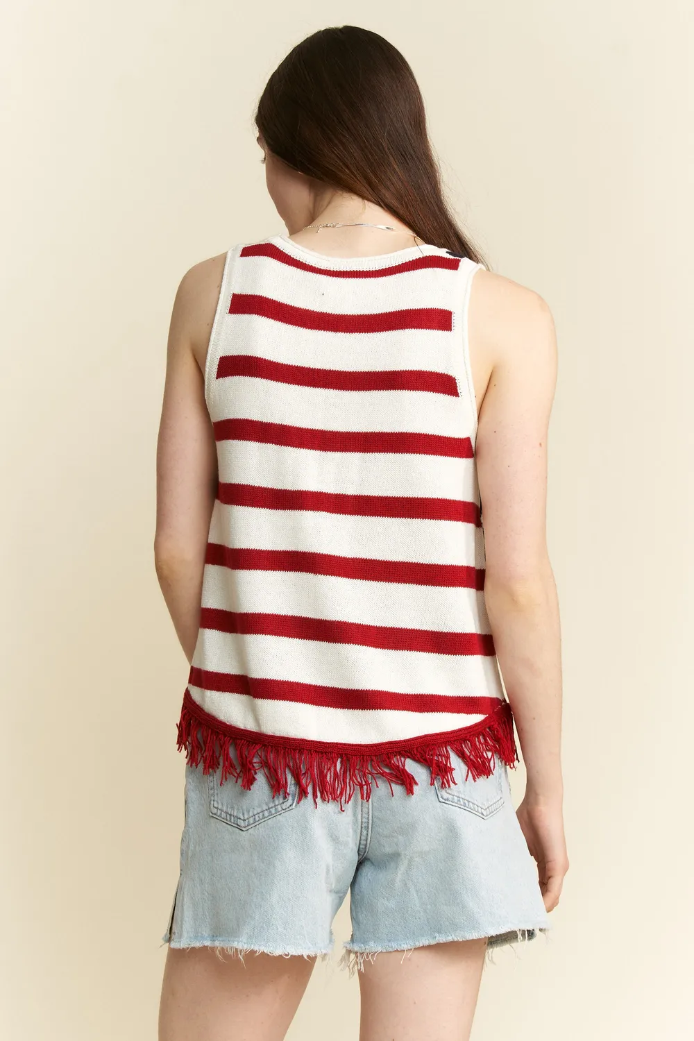 Full Size American Flag Fringe Tank Top Plus Size, image 2