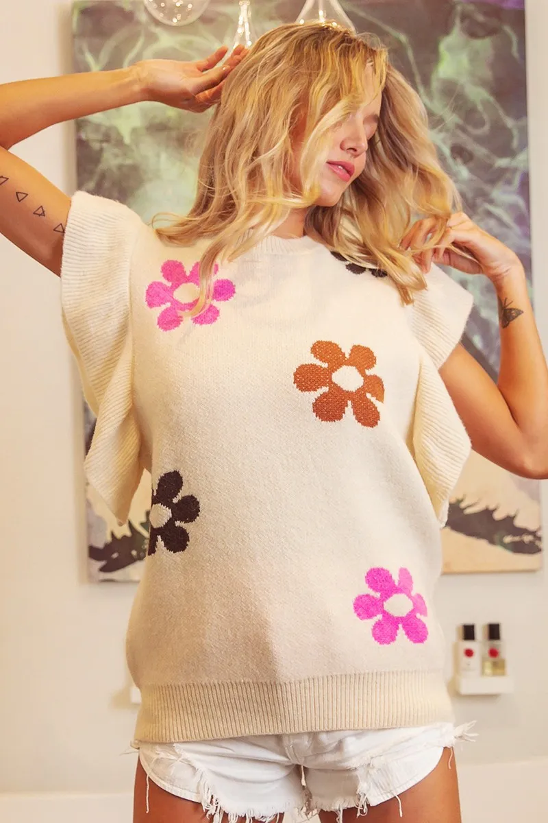 BiBi Flower Printed Ruffled Sleeves Top, image 8