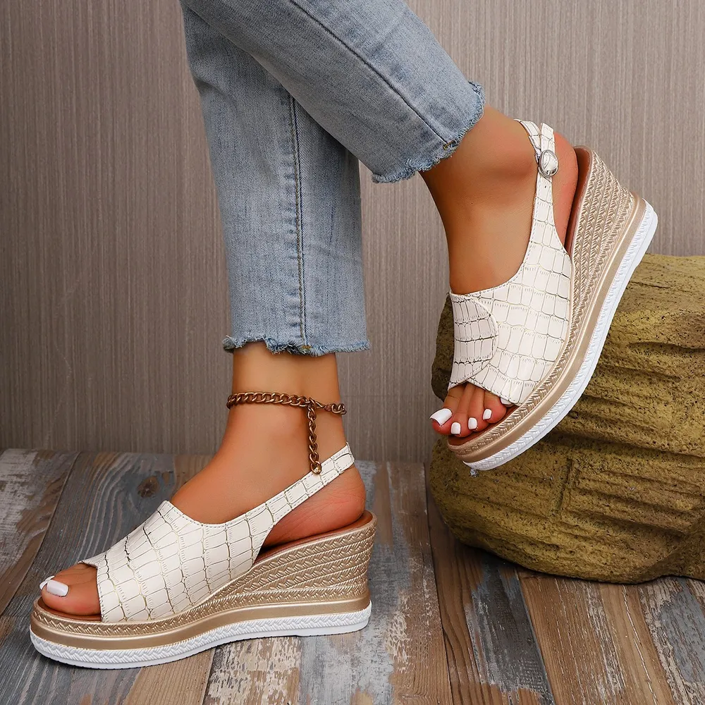Open Toe Wedge Slingback Sandals, image 4